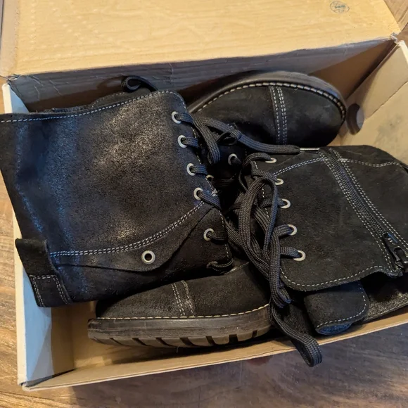 Taos Tall Crave Black Leather Boots size 38 (7.5 us)